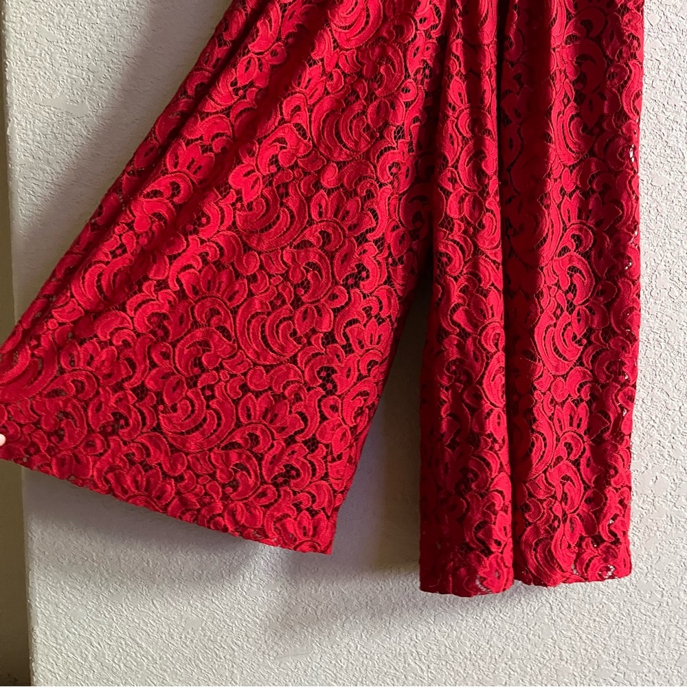 Anthropologie Moulinette Soeurs Sz 4 Jaeda Wide Leg Red Lace Jumpsuit Valentine - Picture 8 of 12